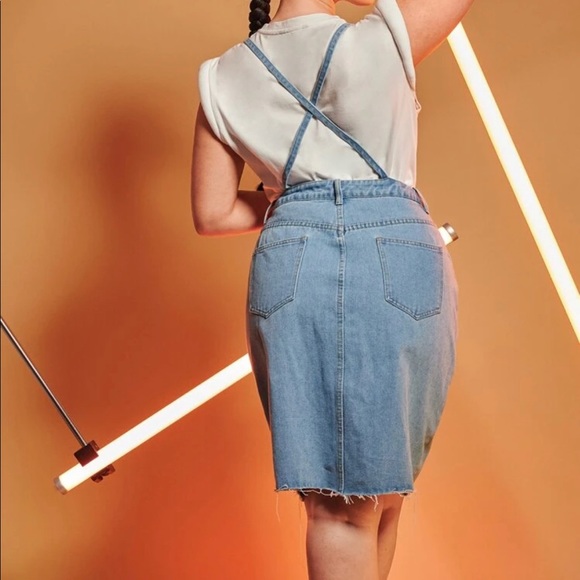 Plus Criss Cross Back Suspender Denim Dress from Shein - Picture 2 of 7